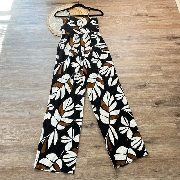 AUDREY PARKS X FRANCESCA'S Jaiden Palm Pom Pom Trim Jumpsuit Size S - Picture 4 of 5